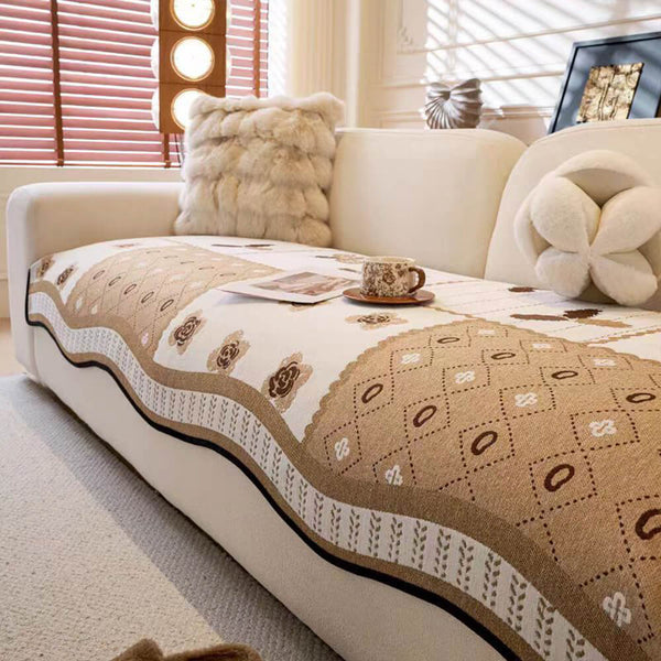 Chenille Scratch-resistant Fabric Pastoral Style  Irregular Shaped Non-slip Sofa Cover