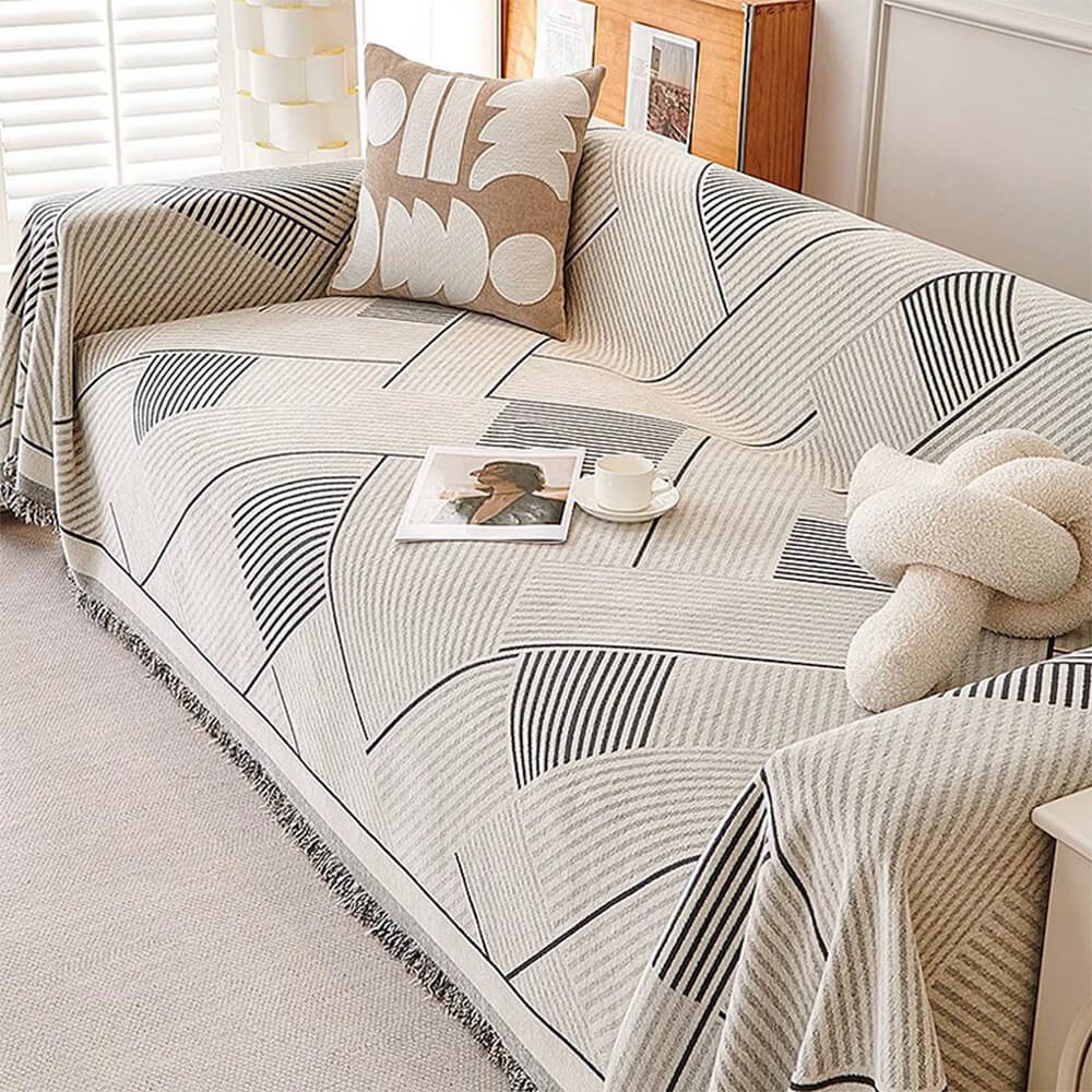 Classic Geometric Pattern Chenille Throw Sofa Cover