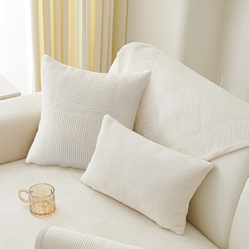 Classic Striped Square Plush Sofa Cover