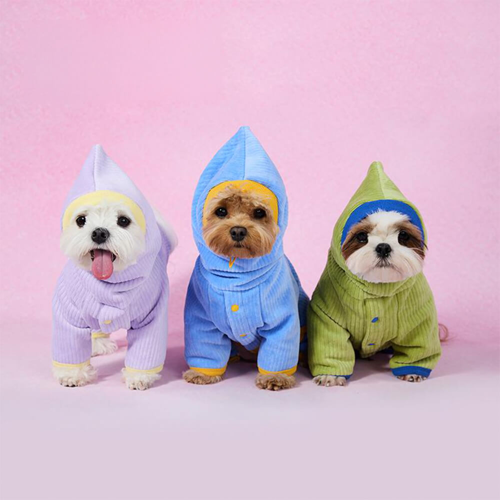 Cozy Corduroy Four-Legged Dog Hoodie Warm Dog Jumpsuit