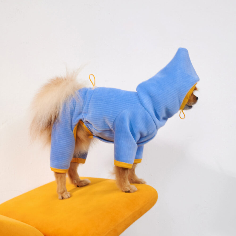 Cozy Corduroy Four-Legged Dog Hoodie Warm Dog Jumpsuit