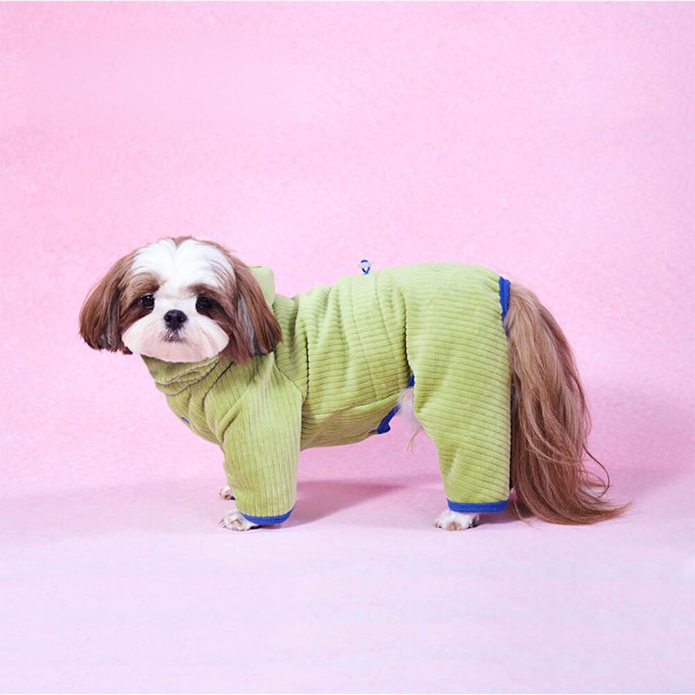 Cozy Corduroy Four-Legged Dog Hoodie Warm Dog Jumpsuit