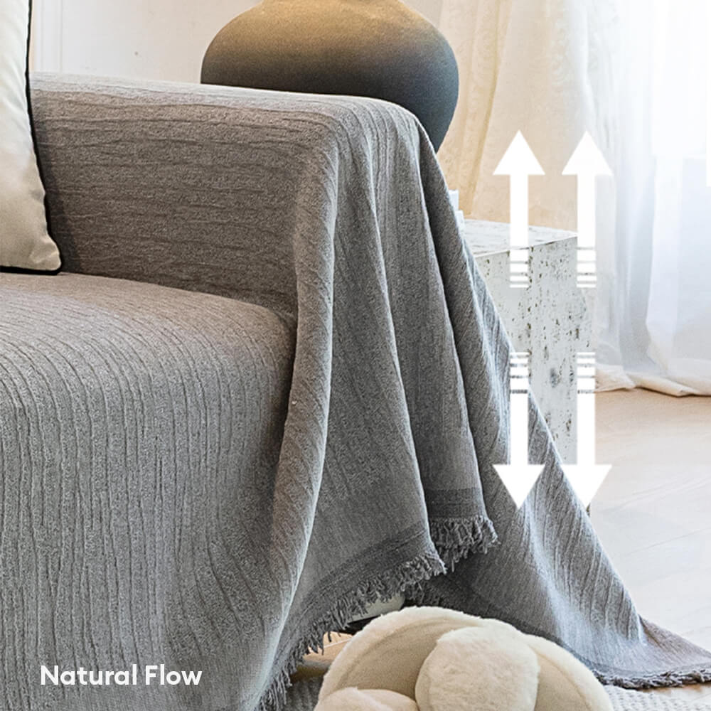 Cream Chenille Textured Pet-Friendly Anti-Scratch Throw Sofa Cover