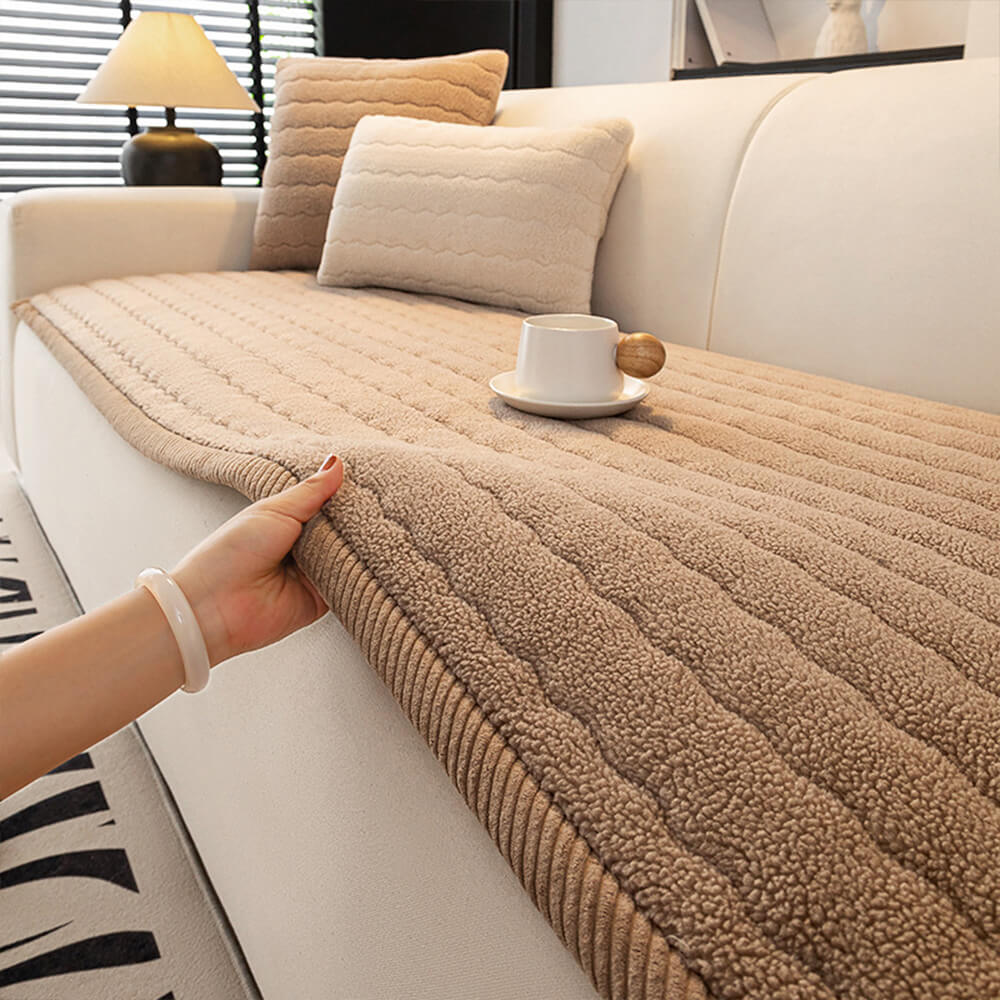 Creamy Soft Breathable Lambskin Sofa Cover