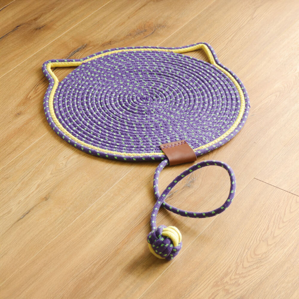 Durable Cat Ear Round Cat Scratching Mat with Toy Ball