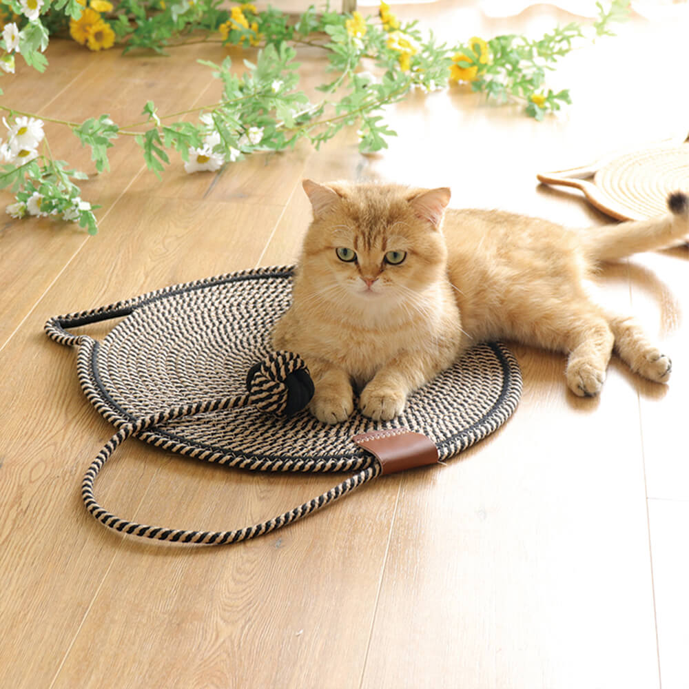 Durable Cat Ear Round Cat Scratching Mat with Toy Ball