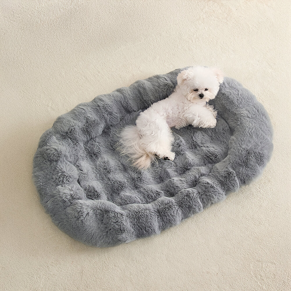 Support éponge elliptique en fausse fourrure de lapin, tapis multifonctionnel pour chiens et chats