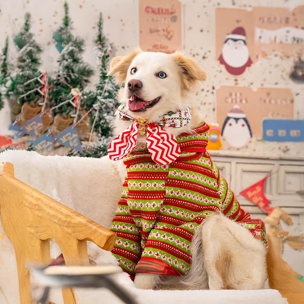 Pull pour chien en tricot motif Père Noël et renne de Noël festif