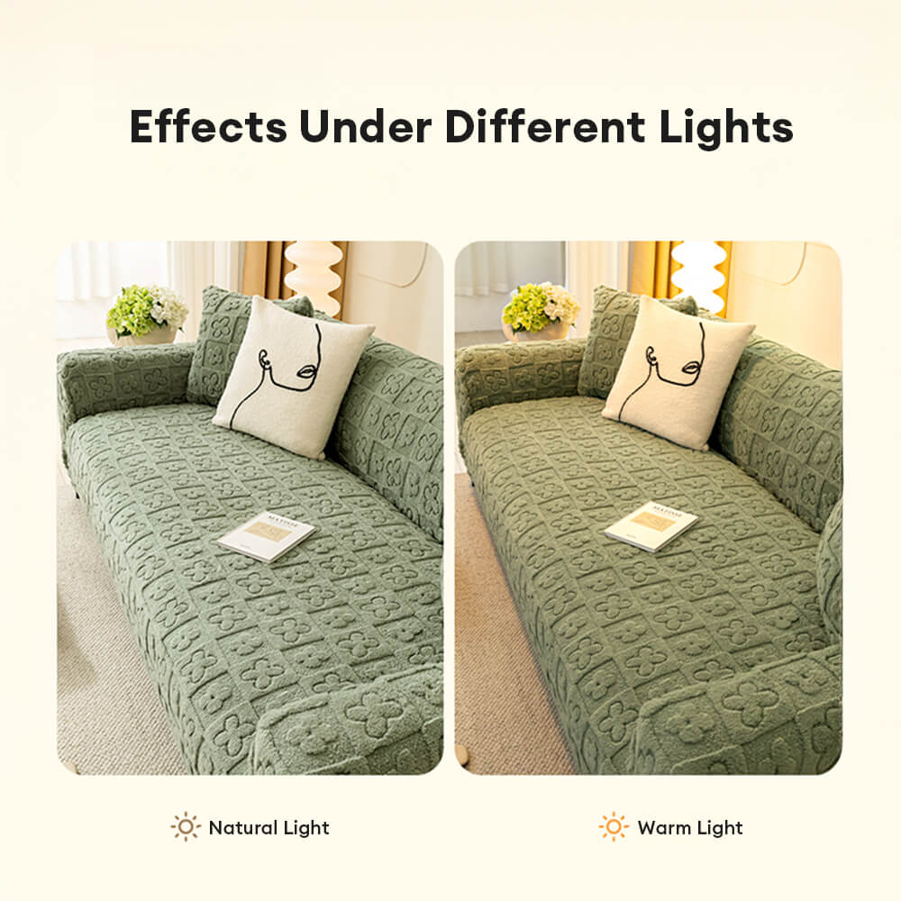 Floral Jacquard Fleece for Warmth Sofa Cover