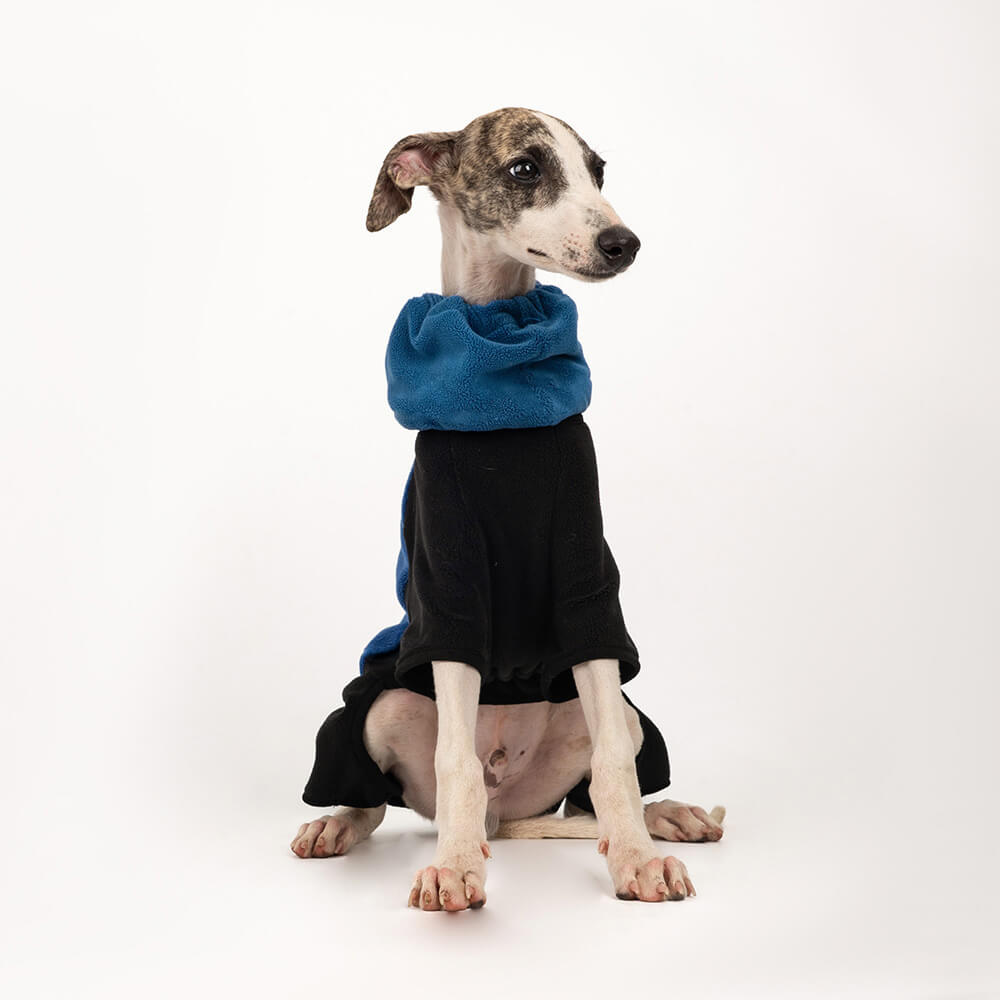 Manteau pour chien en polaire chaude à quatre pattes avec col roulé amovible