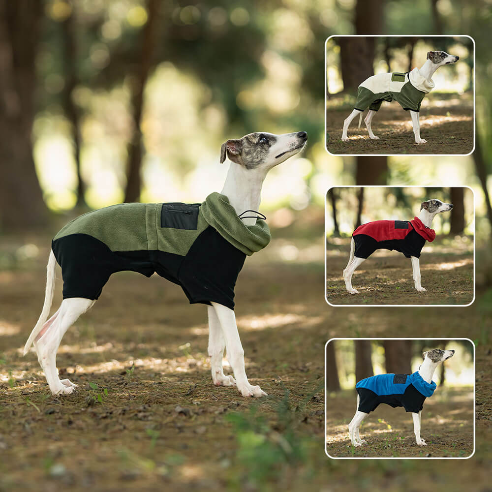 Manteau pour chien en polaire chaude à quatre pattes avec col roulé amovible