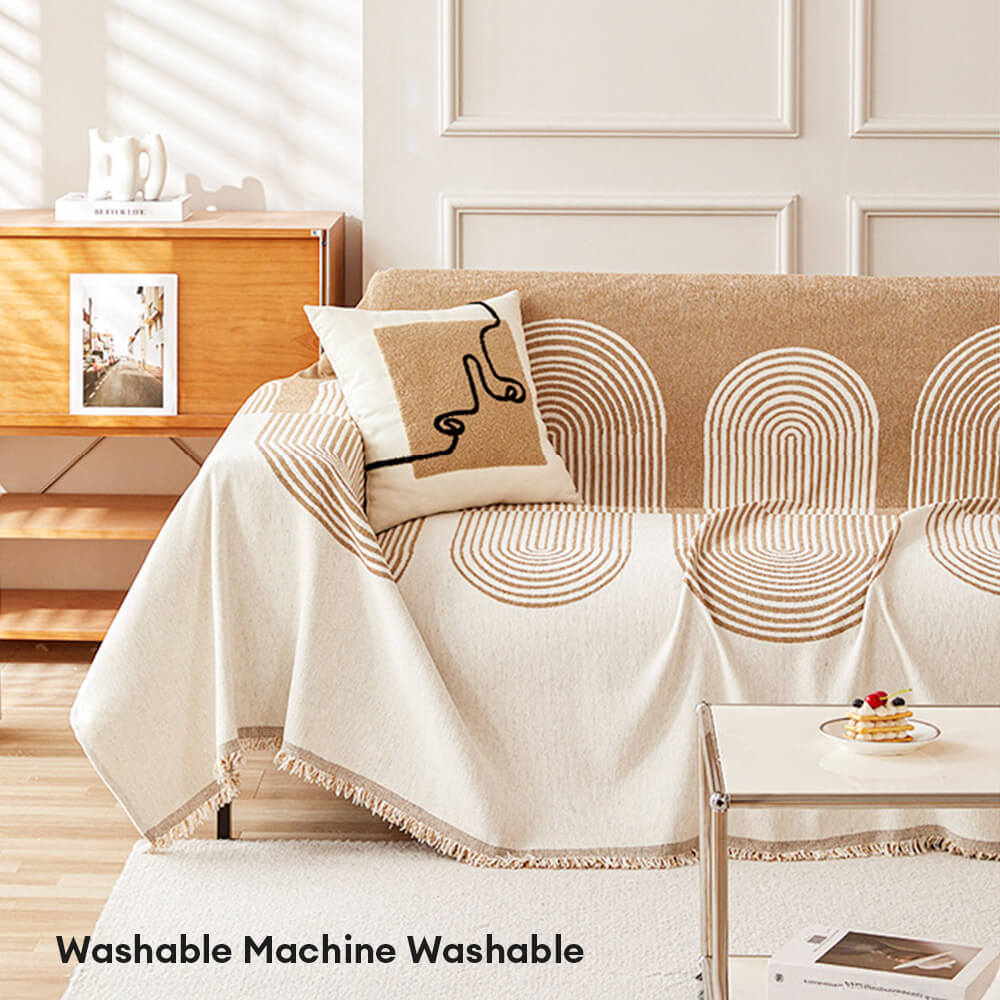 Geometric Pattern Reversible Chenille Throw Sofa Cover