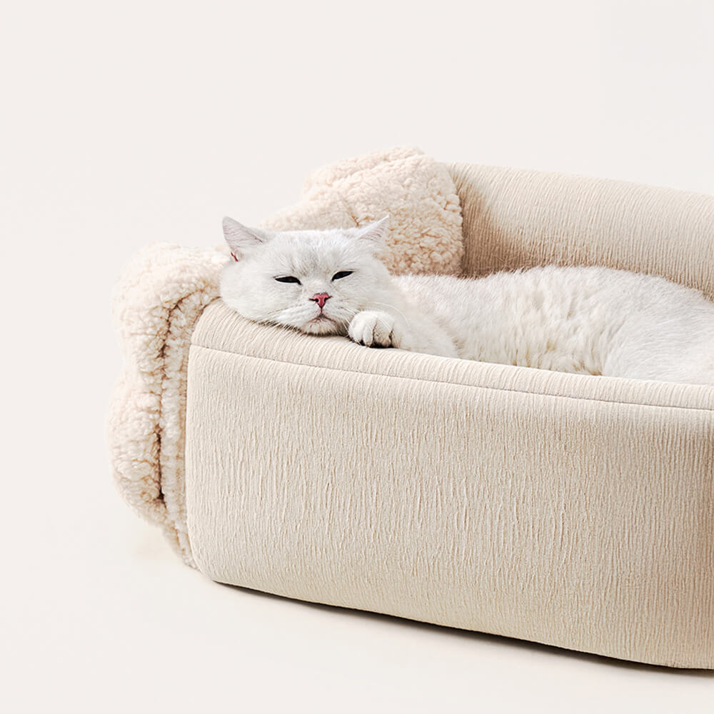 Handwoven Design Cozy Square Convertible Space Cat Bed