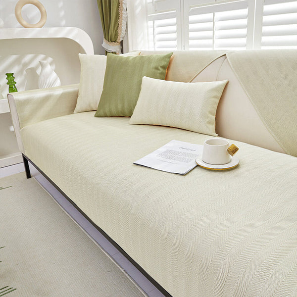 Herringbone Ice Silk Cooling Breathable Sofa Protector Non-slip Sofa Cover