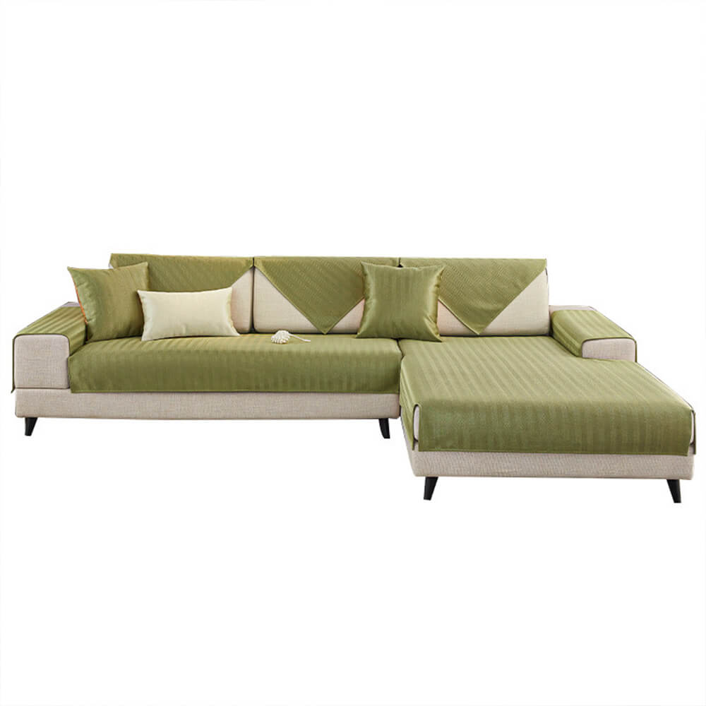 Herringbone Ice Silk Cooling Breathable Sofa Protector Non-slip Sofa Cover