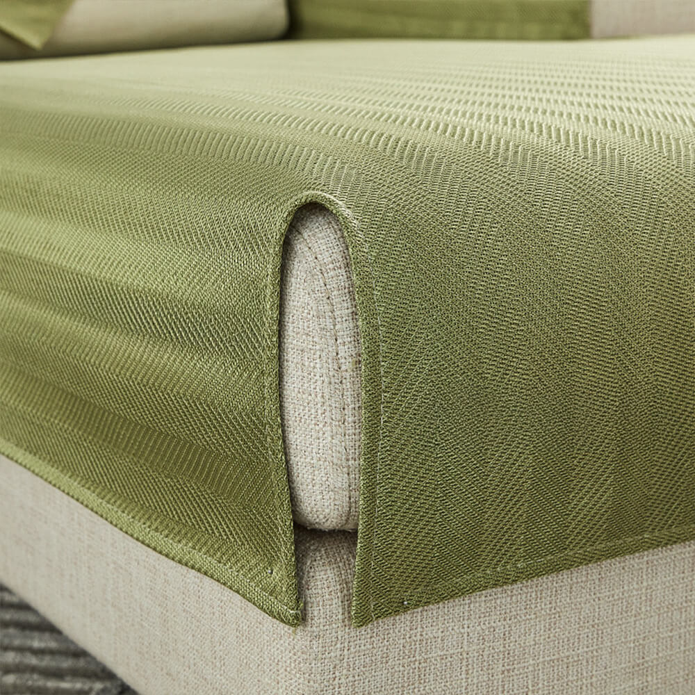 Herringbone Ice Silk Cooling Breathable Sofa Protector Non-slip Sofa Cover
