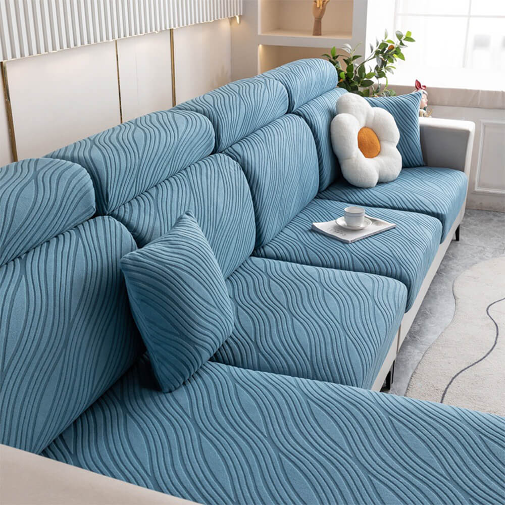 Wave Jacquard Sofa Stretch Anti-Slip Full Wrap Magic Sofa Cover