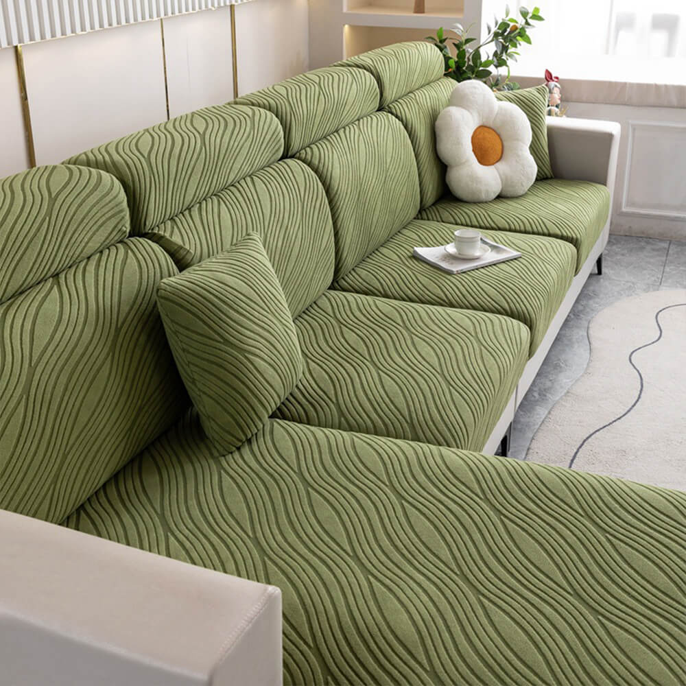 Wave Jacquard Sofa Stretch Anti-Slip Full Wrap Magic Couch Cover