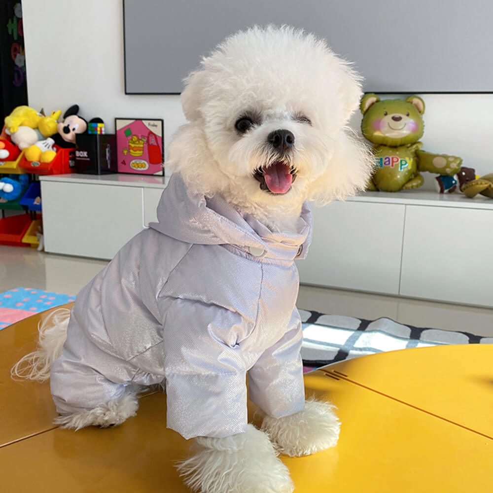 Manteau à capuche imperméable et confortable pour chien, luxueux et confortable à clipser dans le dos