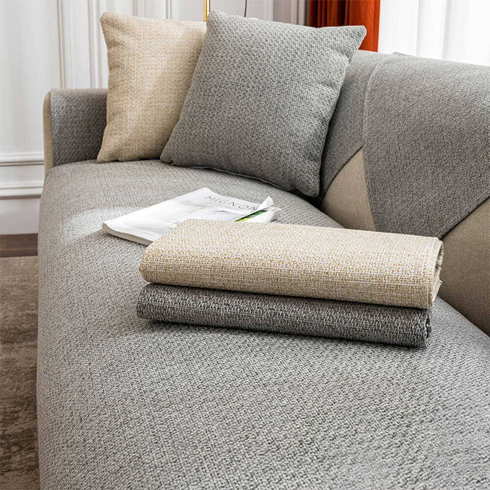 Minimalist Solid Color Breathable Faux Linen Sofa Cover