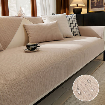 Minimalist Water-resistant Wheat Stripe Design Chenille Sofa Cover