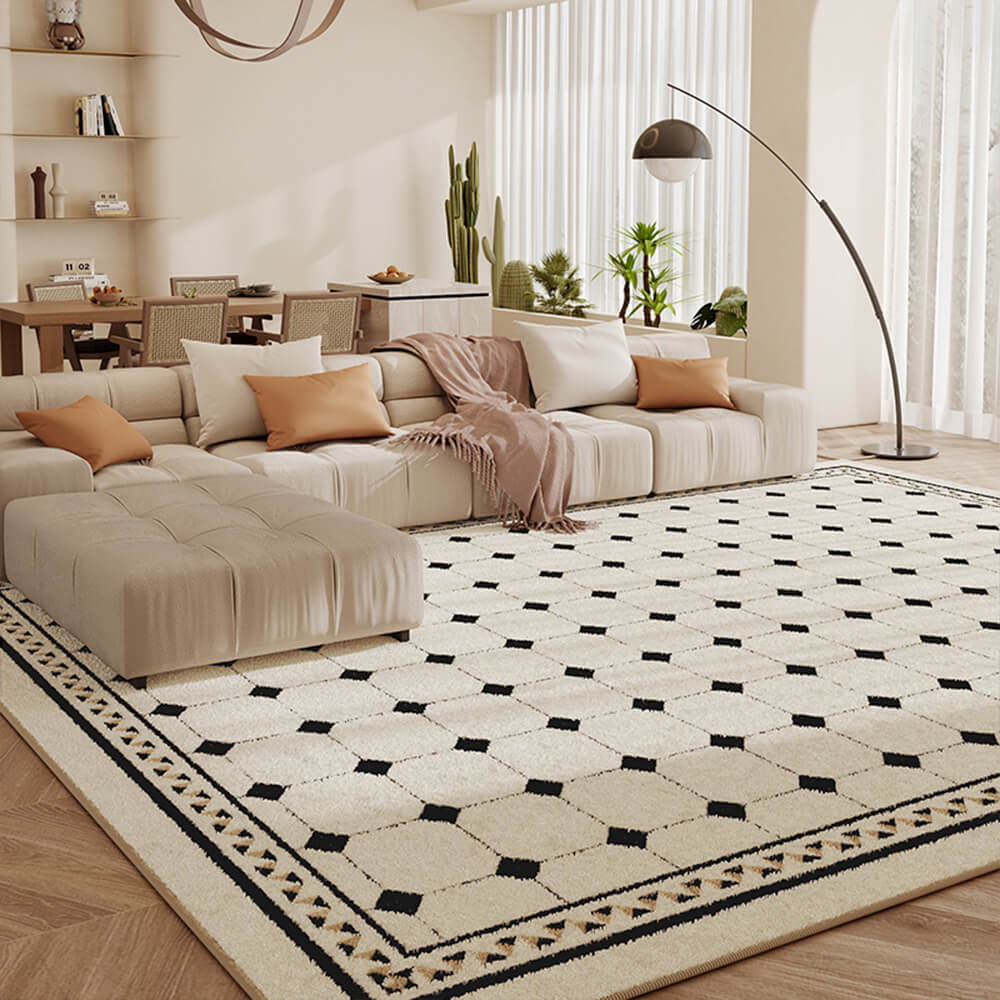 Modern Checkered Cozy Faux Cashmere Anti-Slip Rug