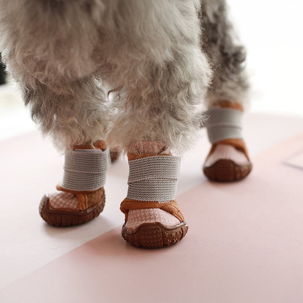 Bottes pour chien à Velcro antidérapantes durables et imperméables doublées de peluche