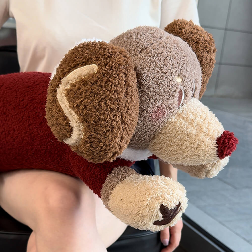 Coussin de canapé traversin confortable en peluche teckel