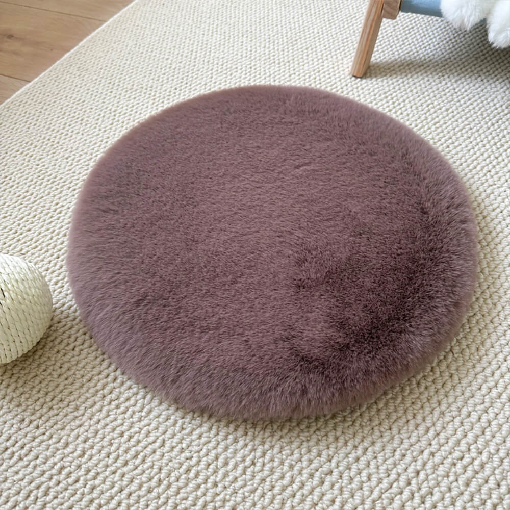 Round Ultra Soft Faux Rabbit Fur Warm Dog & Cat Mat