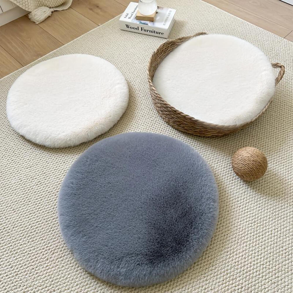 Round Ultra Soft Faux Rabbit Fur Warm Dog & Cat Mat