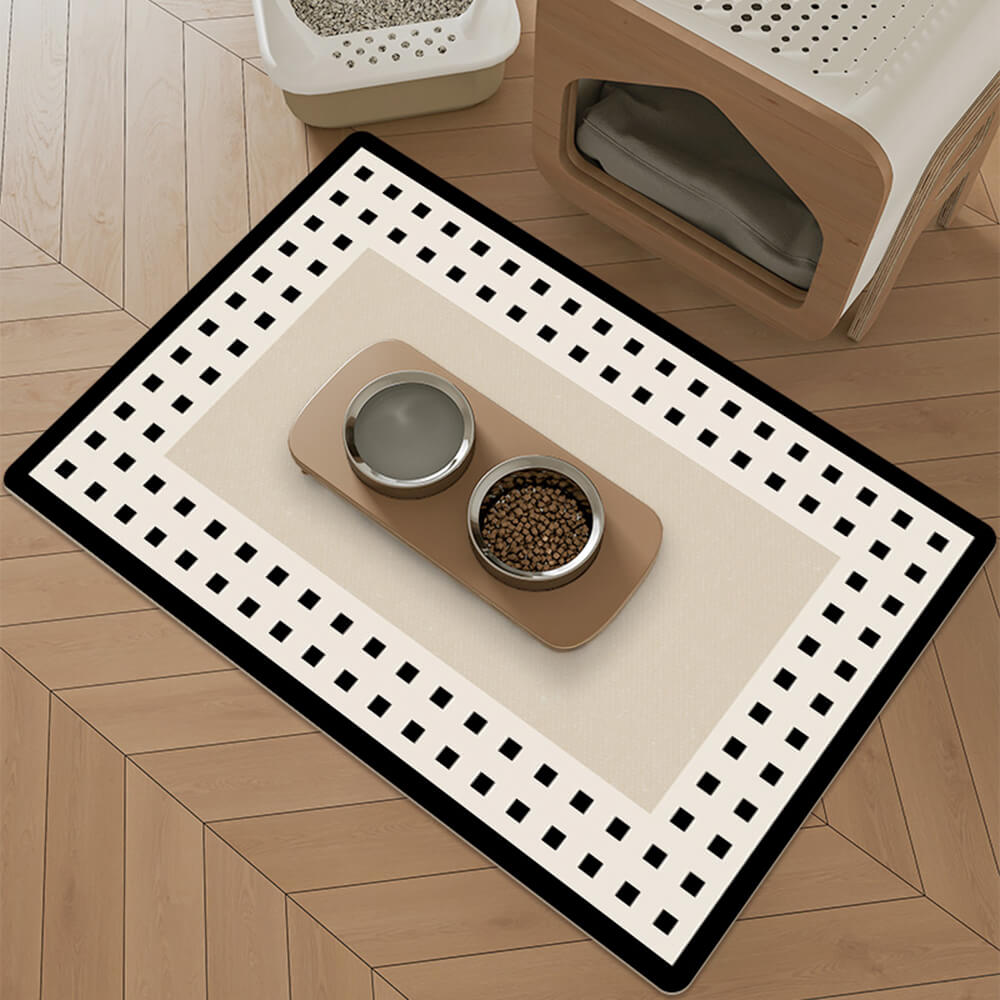 Simple Geometric Diatomite Backing Absorbent Pet Feeding Mat