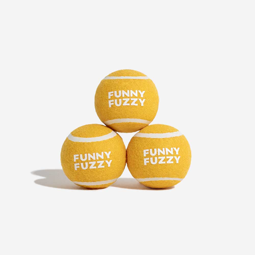 FUNNYFUZZY Tennis Ball Dog Toy - Squeaky & Bounce