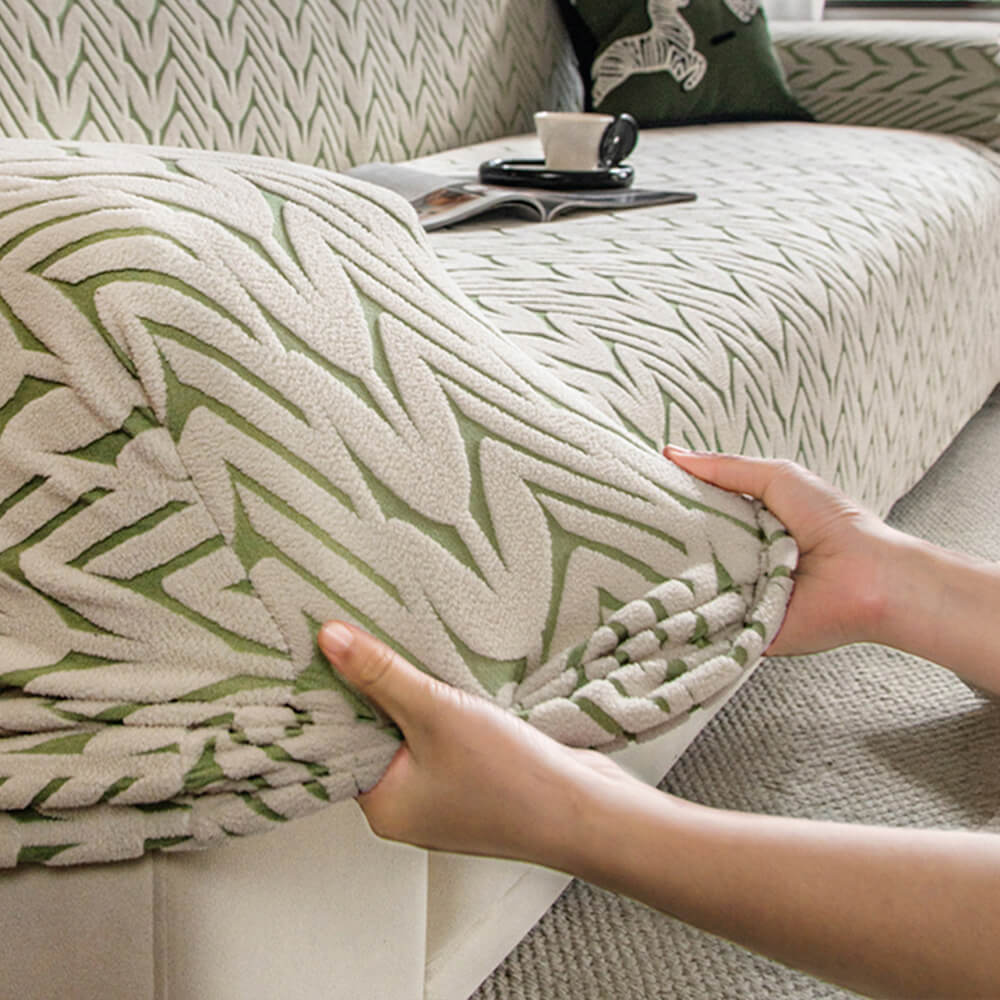 Textured Wheat Ear Pattern Jacquard Fleece Magic Sofa Cover