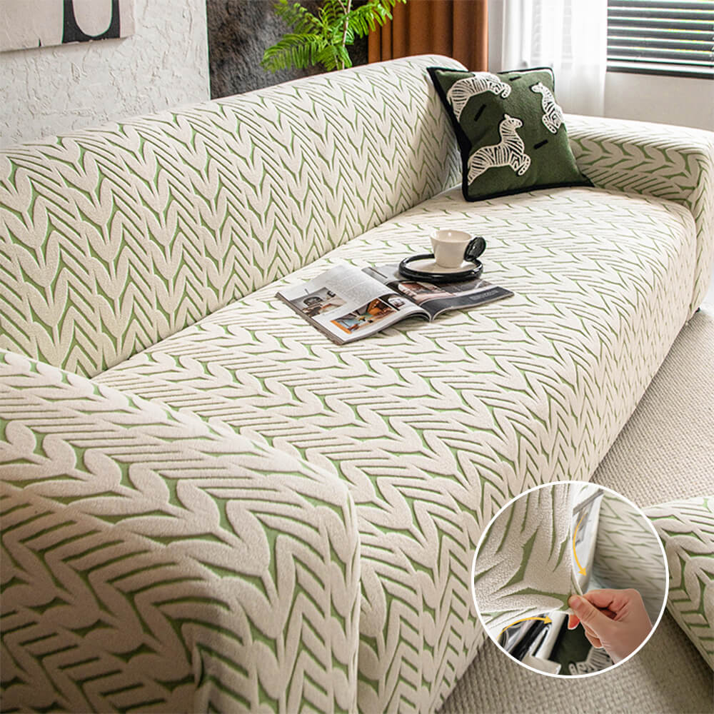 Textured Wheat Ear Pattern Jacquard Fleece Magic Sofa Cover