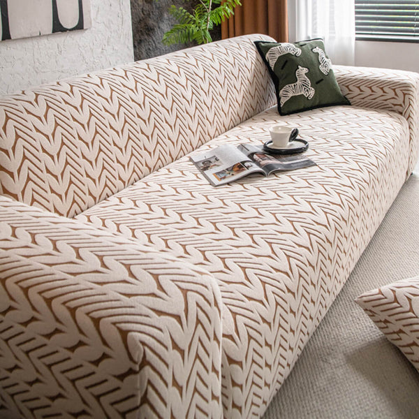 Textured Wheat Ear Pattern Jacquard Fleece Magic Sofa Cover