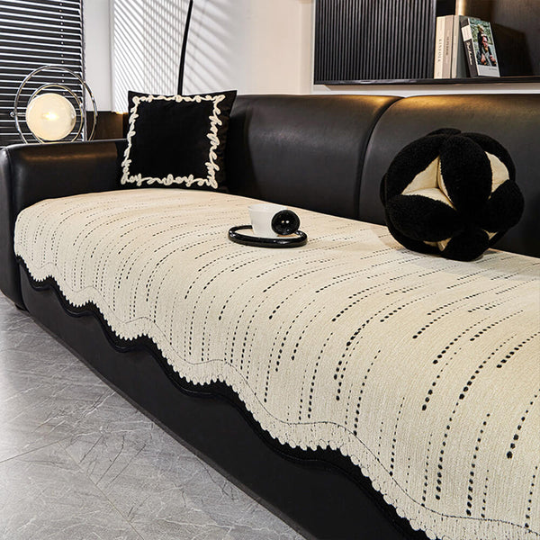 Trendy Chenille Anti-Scratch Elegant Wavy Shaped Sofa Cover