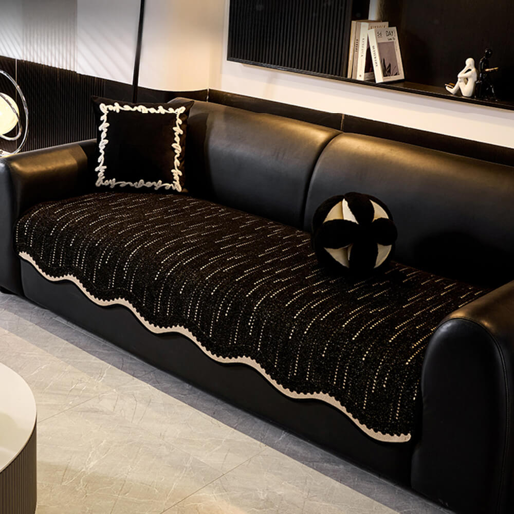 Trendy Chenille Anti-Scratch Elegant Wavy Shaped Sofa Cover