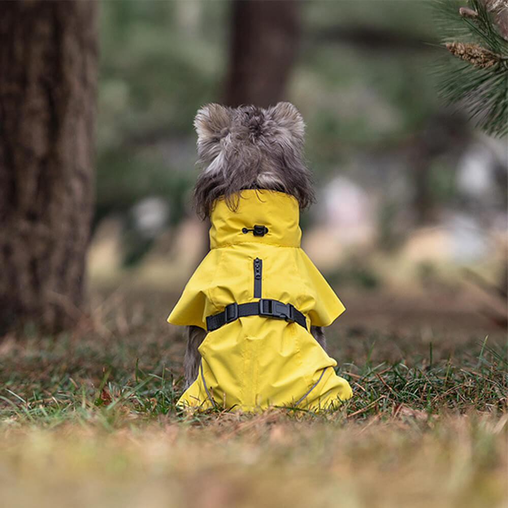 Turtleneck Waterproof Lightweight Reflective Adjustable Dog Poncho Raincoat