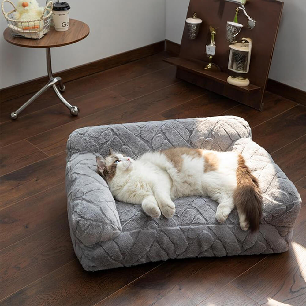 Ultra-Soft Faux Rabbit Fur Jacquard Warm Dog & Cat Bed