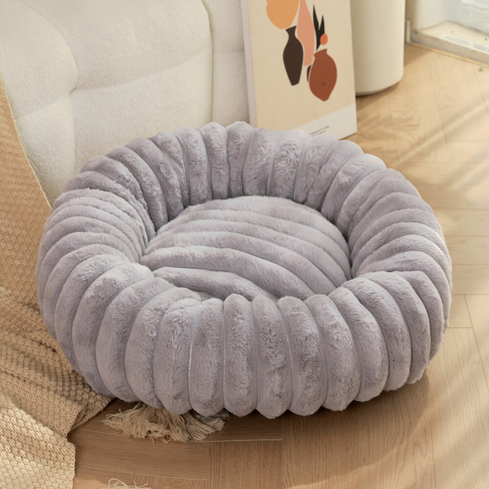 Ultra-Soft Plush Round Donut Support Dog & Cat Bed