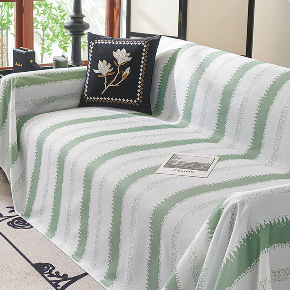 Ultra-Soft Striped Cooling Ice Silk Breathable Couch Cover