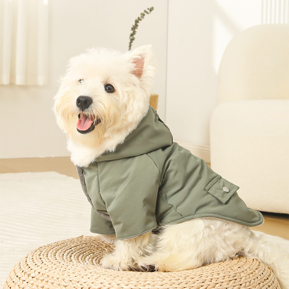 Ultra-Warm Faux Fur Lining Windproof Hooded Dog Coat