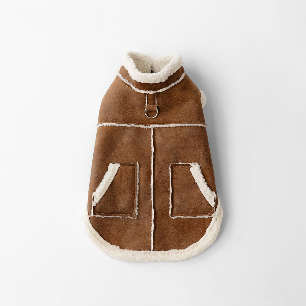 veste de gilet pour chien doublée de peau de mouton synthétique vintage confortable