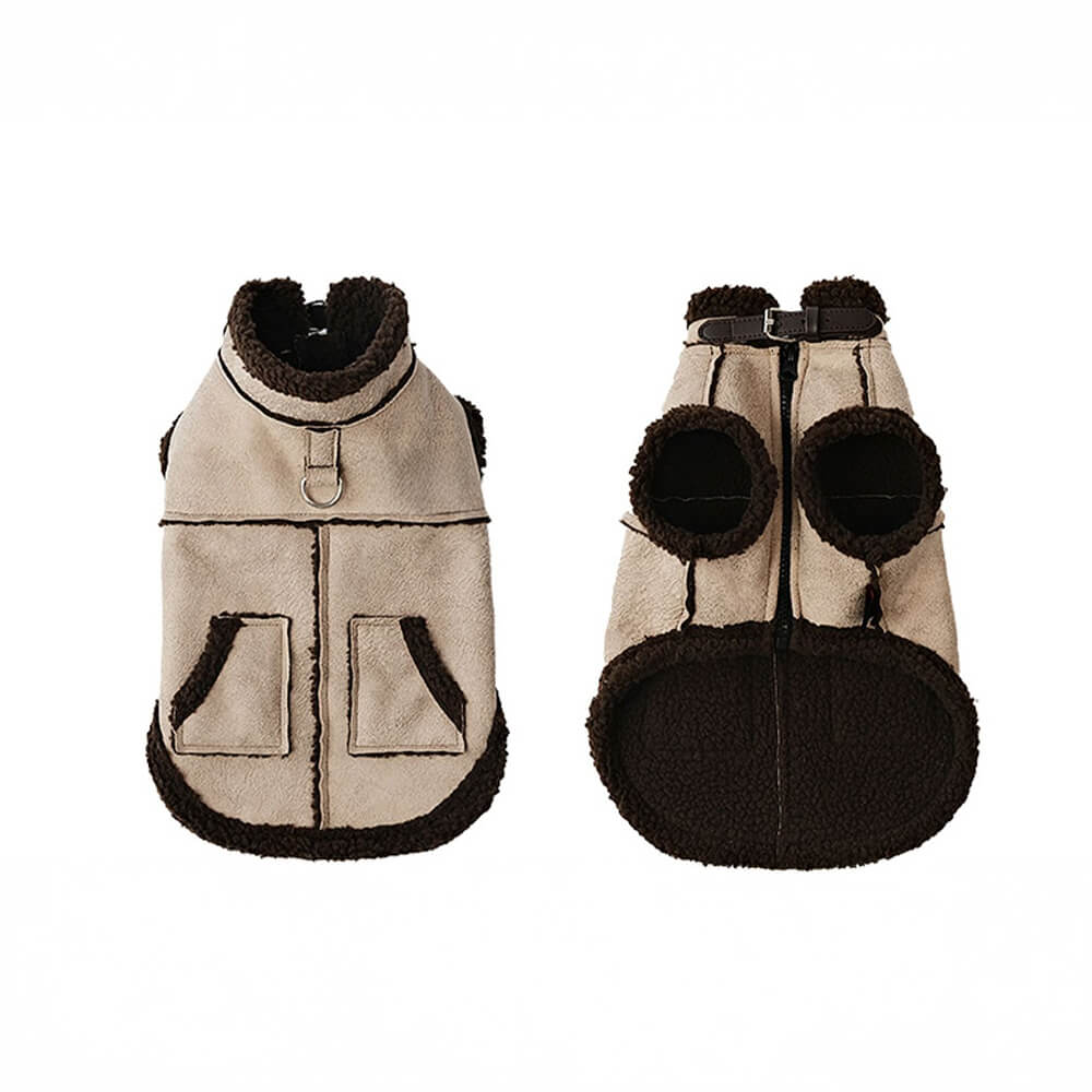 veste de gilet pour chien doublée de peau de mouton synthétique vintage confortable