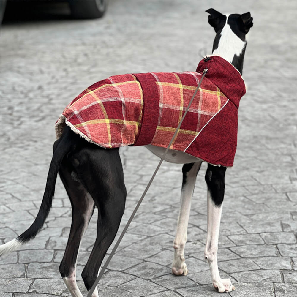 Warm Fleece Plaid Adjustable Turtleneck Dog Jacket