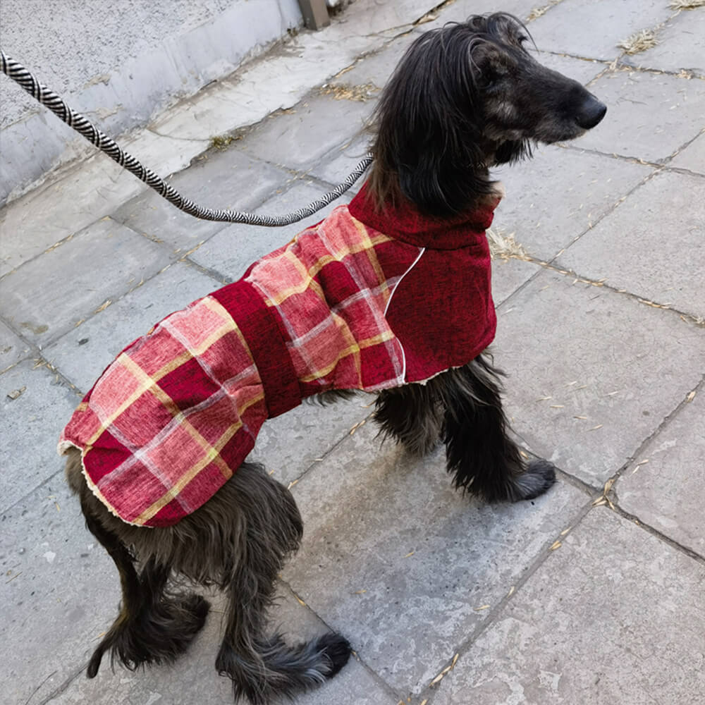 Warm Fleece Plaid Adjustable Turtleneck Dog Jacket