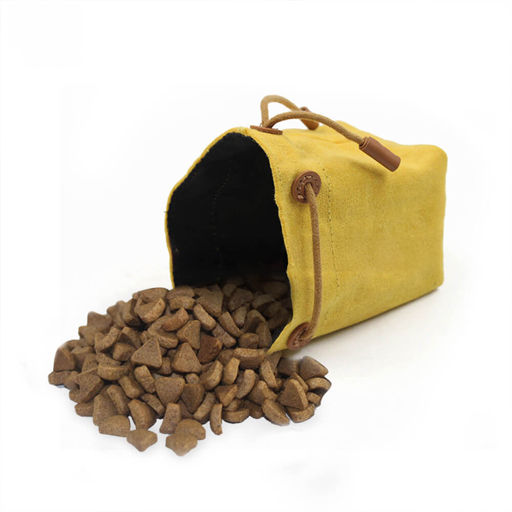 Waxed Canvas Faux Leather Outdoor Training Dog Treat Bag Waste Bag