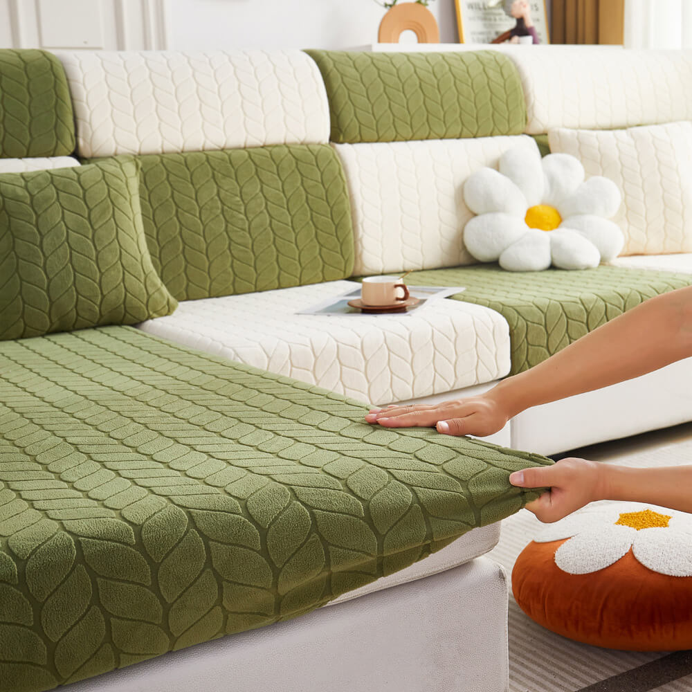 Wheat Leaf Texture All-Season Universal Elastic Full Protection Magic Sofa Cover