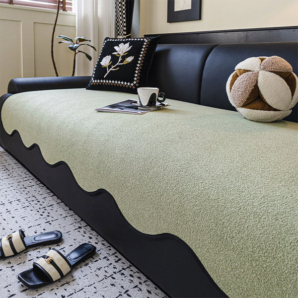 Water-repellent Teddy Fleece Non-Slip Straight Outdoor Sofa Cover