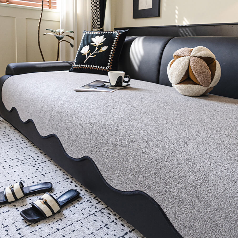 Water-repellent Teddy Fleece Non-Slip Straight Outdoor Sofa Cover